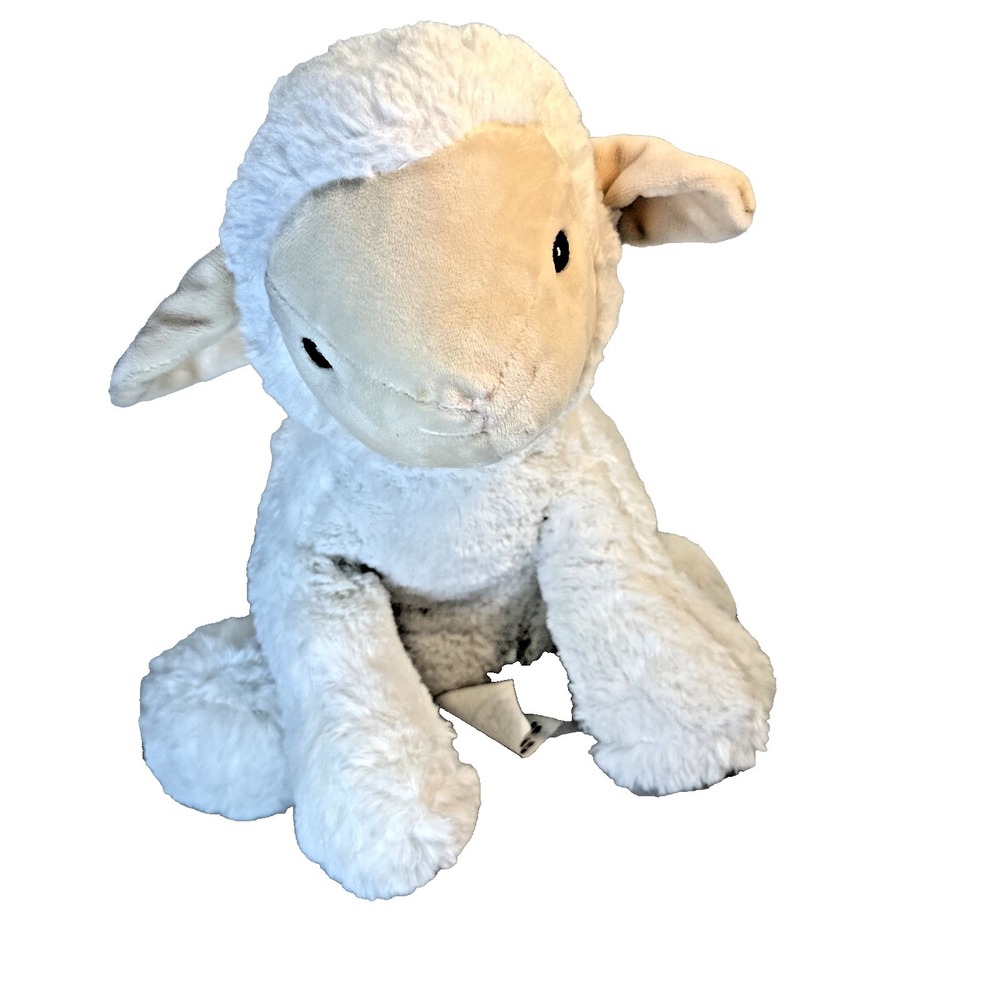 Silver One Ivory White & Gray Grey Lamb Sheep Plush EUC 13"